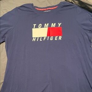 Tommy Hilfiger Blue Tee with Red and White Logo